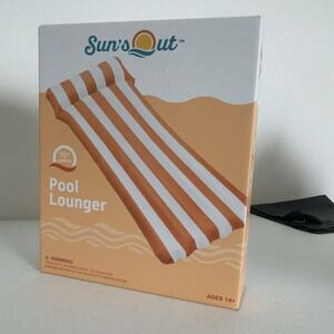 Sun's Out Pool Lounger 70 in Inflatable Float Cabana Stripe w/ Pillow